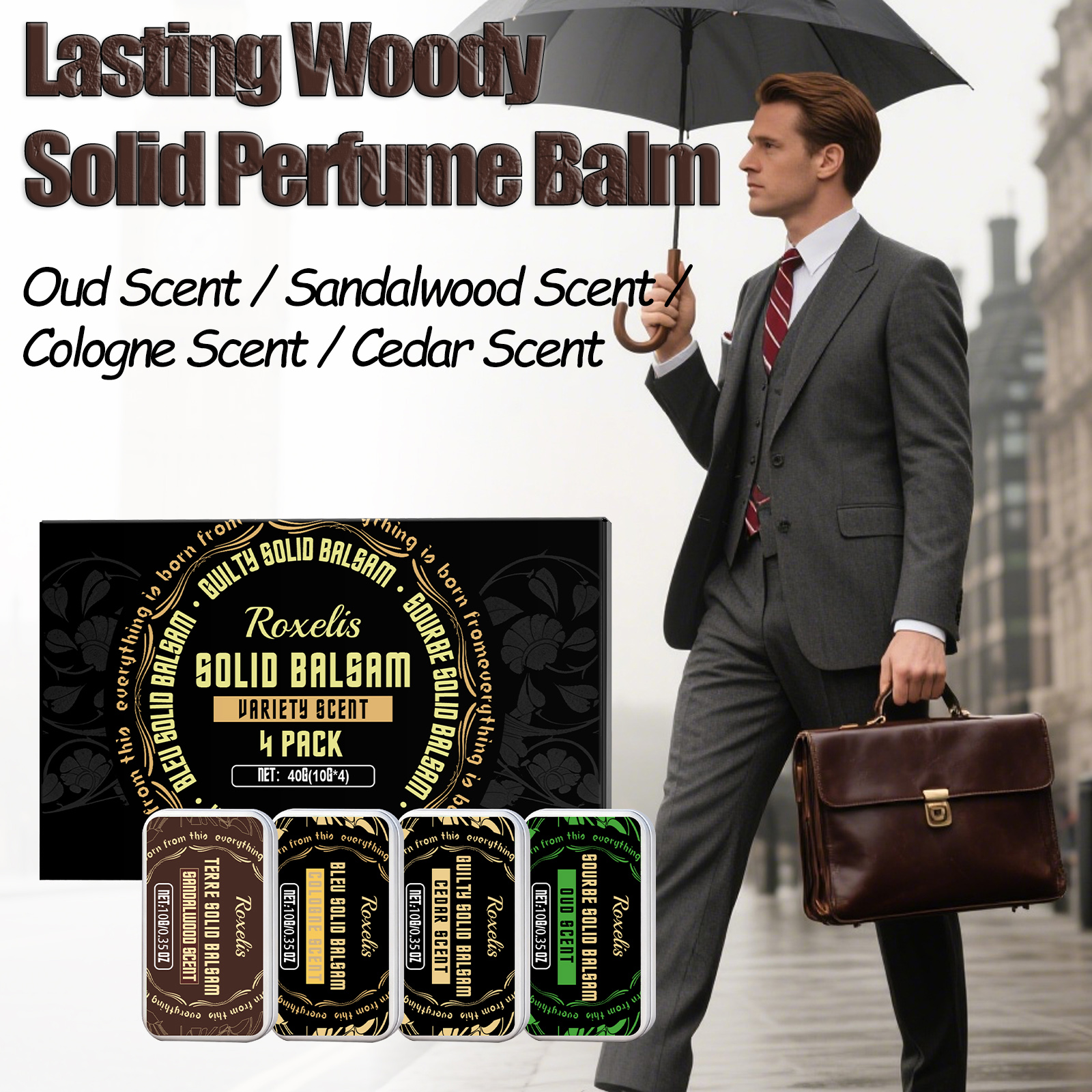 Cologne Solid Balm - 4In1 Classical Solid Cologne For Men